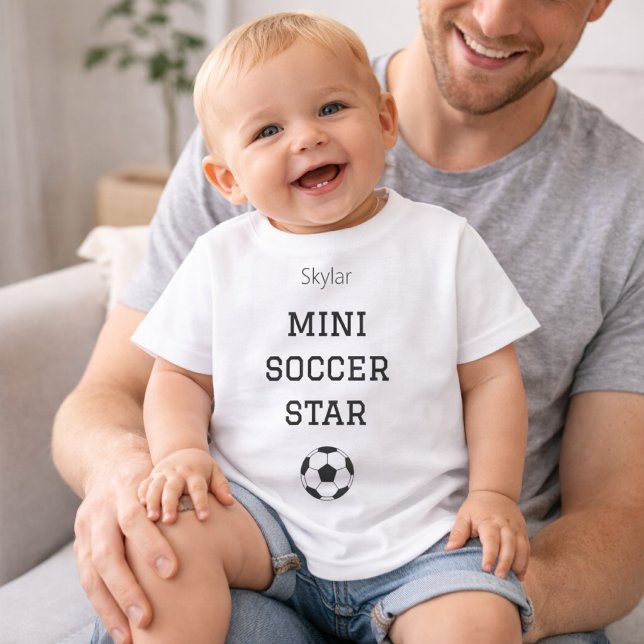 Mini Soccer Star Custom Baby Name Outfit T Shirt (Skapare uppladdad)