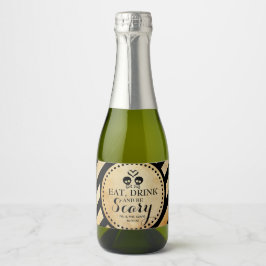 Mini Sparkling Vin etikett Gothic Wedding Favor