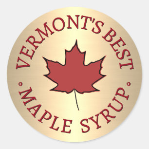 Mini State Namn Red Löv Maple Syrup Promotional Runt Klistermärke