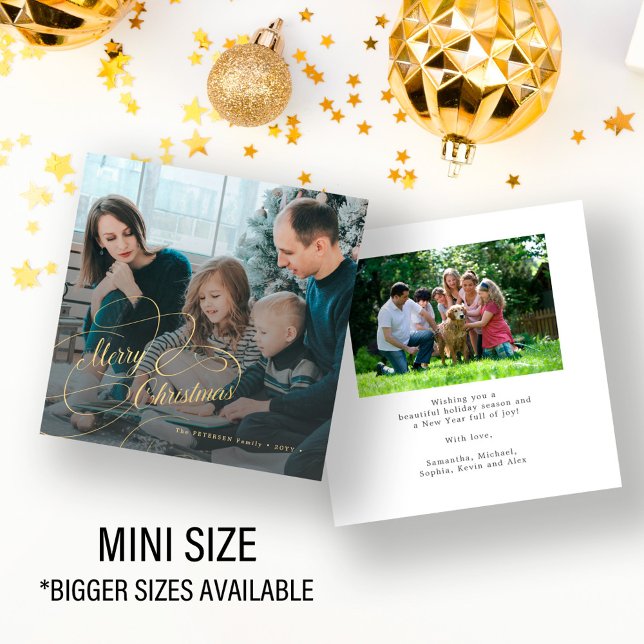 MINI STORLEK 2-familjfoto God jul helgdag Anteckningskort (Skapare uppladdad)