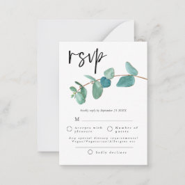 MINI STORLEK | Blue Eucalyptus löv Bröllop OSA Anteckningskort