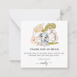 MINI STORLEK | Cute Elephant Baby Shower Tack Anteckningskort