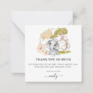 MINI STORLEK   Cute Elephant Baby Shower Tack Anteckningskort