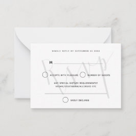 MINI STORLEK Elegant grått skripttextöverlägg RSVP Anteckningskort