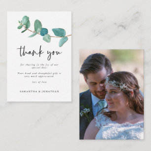 MINI STORLEK Eucalyptus Bröllop Photo Tack Anteckningskort