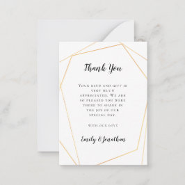 MINI STORLEK | Guld Geometric Bröllop Tack Anteckningskort
