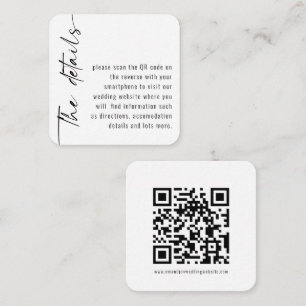 Mini Storlek Kalligrafi QR-kod i Färg Bröllop Tilläggskort