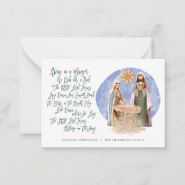 Mini STORLEK Nativitetscen på väg in i en Manger-H Anteckningskort