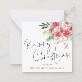 Mini Storlek | Winter Blommigt God jul Anteckningskort