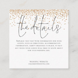 MINI STORLEKA Bröllop-informationsskript Guld Glit Tilläggskort