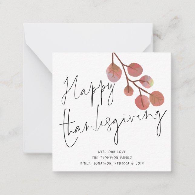 Mini STORLEKT enkelt Foliage Happy thanksgiving-ko Anteckningskort (Framsida)