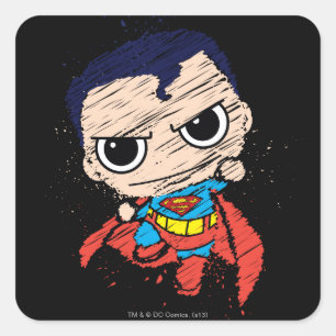 Mini Superman Sketch - Flygning Fyrkantigt Klistermärke