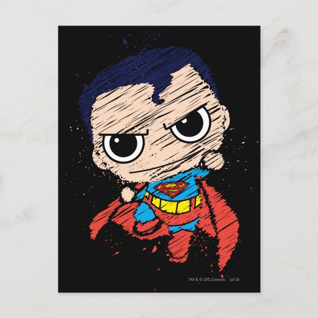 Mini Superman Sketch - Flygning Vykort (Framsida)