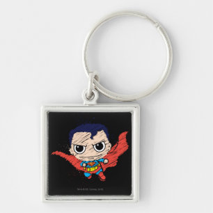 Mini Superman Sketch Fyrkantig Silverfärgad Nyckelring