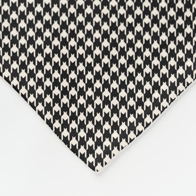 Mini- svartvitt Houndstooth mönster Fleecefilt (Hörn)