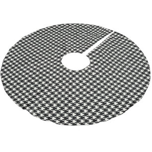 Mini- svartvitt Houndstooth mönster Julgransmatta Borstad Polyester