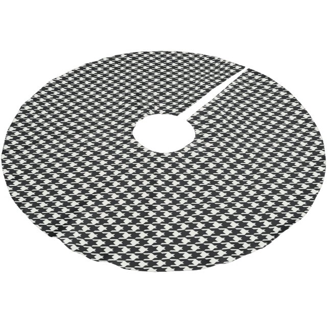 Mini- svartvitt Houndstooth mönster Julgransmatta Borstad Polyester (Vinklad)