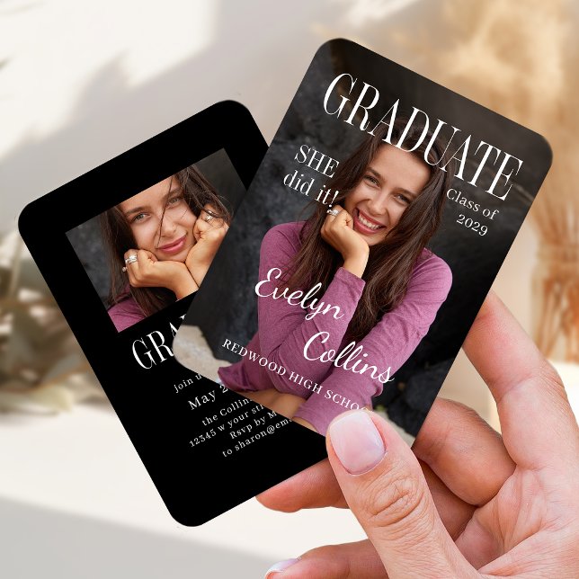 Mini Timeless Magazine Cover Photo Grad invitation Tilläggskort (Mini Timeless Magazine Cover Photo Grad invitation)