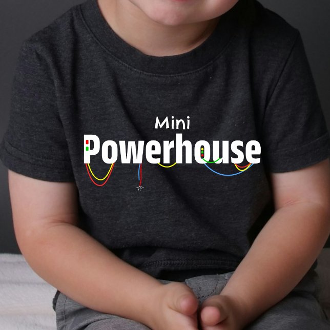 Mini Tiny Baby Powerhouse | Funny T-Shirt | DP7 (funny t shirts for kids | humor t shirt for baby | swag t shirt | black t shirt minimal colorful )
