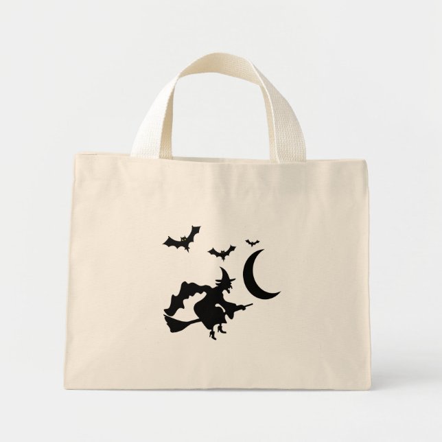 Mini Tote Bag - Flygande Häxa Tygkasse (Framsidan)