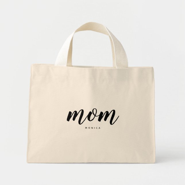 Mini Tote Bag för svart och vitt-minimalistiskt ma Mini Tygkasse (Framsidan)