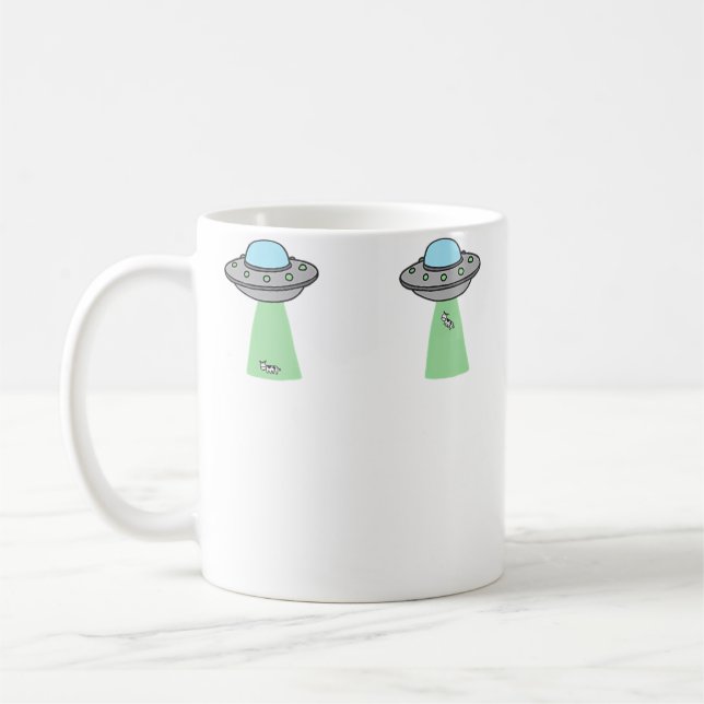 Mini Ufo Ko Abduktion (2 Pack) Kaffemugg (Vänster)