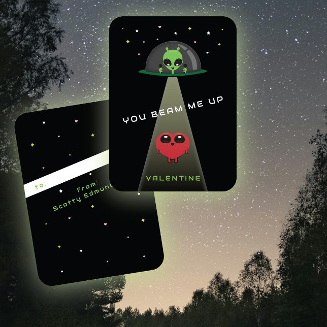 Mini-UFO-utomlindringsvalentin för barn Anteckningskort (Skapare uppladdad)