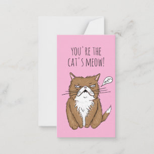 Mini Valentine Day Card Cat's Meow Funny Teckning Anteckningskort