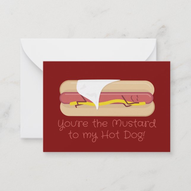 Mini Välgörenhetskort för Hot Dog | Mörkröd Anteckningskort (Framsida)