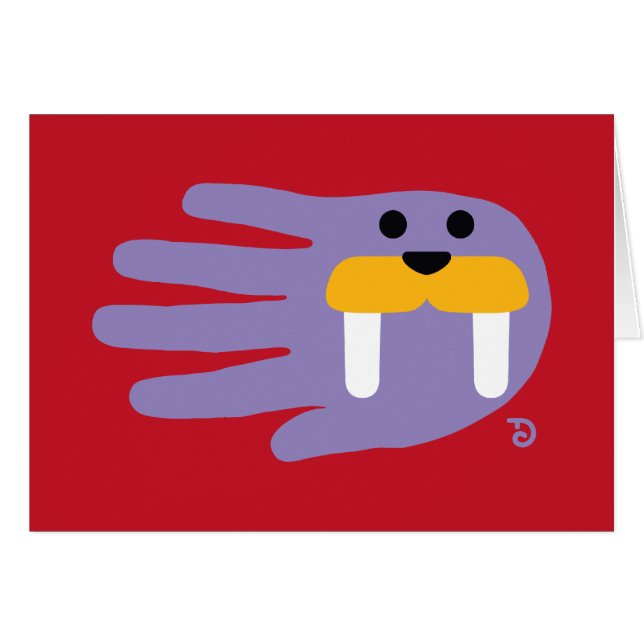 Mini- valross hälsningskort (Framsidan Horizontal)