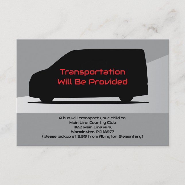 Mini Van Transport-kortet för Buss Tilläggskort (Framsida)