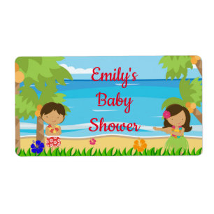 Mini vattenflaska etikett luau babydusch fraktsedel