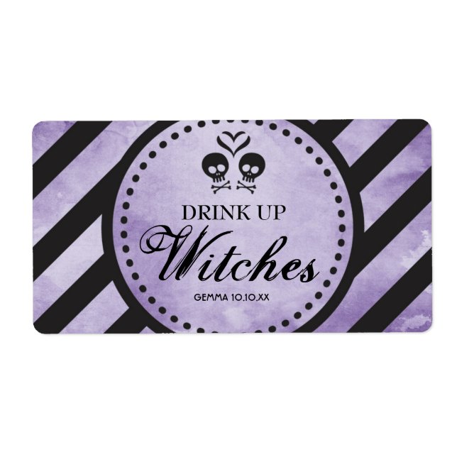 Mini Vin-etiketten Goth Bachelorette Favor - Lila Fraktsedel (Framsidan)