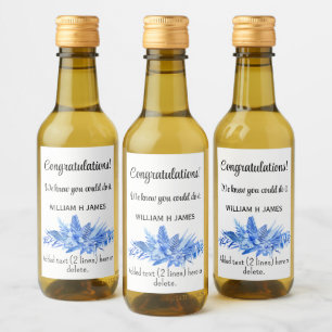 Mini Vin Flaska Grattis Cobalt Blue (10) Vinetikett