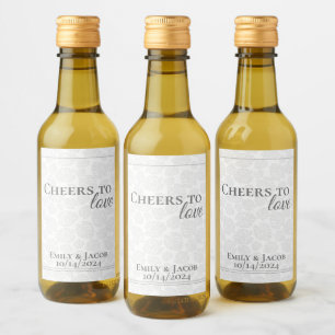 Mini Vin Flaskor Cheers till KÄRLEK Vinetikett