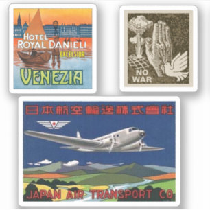 Mini vintage resor-bagageetiketter klistermärken