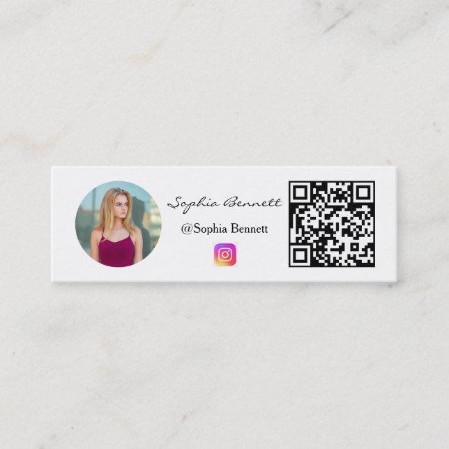 Mini visitkort Instagram Foto QR Följare (Framsida)