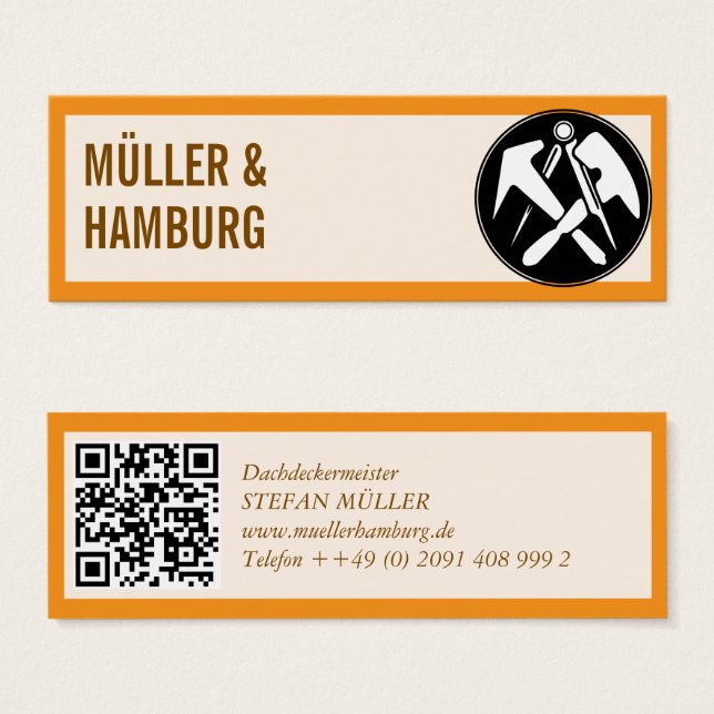 Mini visitkort Takläggare QR-kod (Framsida & baksida)