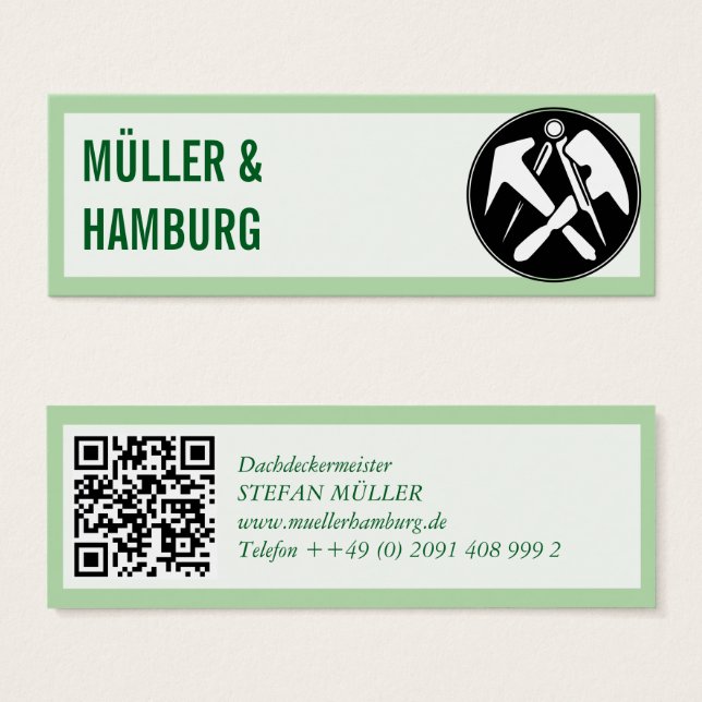 Mini visitkort Takläggare QR-kod (Framsida & baksida)