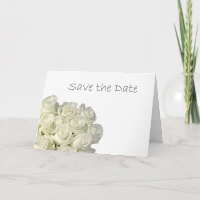 Mini Vit ros "Save the Date"-kort Meddelande (Framsida)