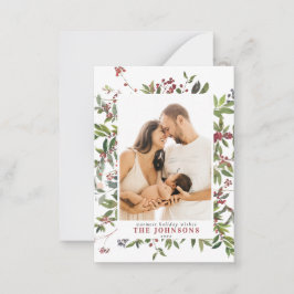 Mini Warm Winter Berry God jul Photo Anteckningskort