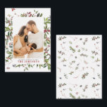 Mini Warm Winter Berry God jul Photo Anteckningskort<br><div class="desc">Vi presenterar vårt nya mini Warm Berry God jul Photo Note Card! Det här vackra 3, 5 x 2, 5-kortet har ditt favoritfoto (porträtt orientering), perfekt arrangerat med ett trendig, löst arrangemang av vintern med våtfärgsbergsbotaniker ram. Det är lätt att redigera personlig och all text fält kan redigeras efter kostym...</div>