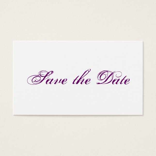 Mini wedding Save the Date cards in purple Visitkort (Framsidan)