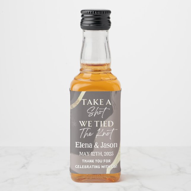 Mini Whiskeyflasks Etikett - Spritetikett - Bröllo (Framsida)