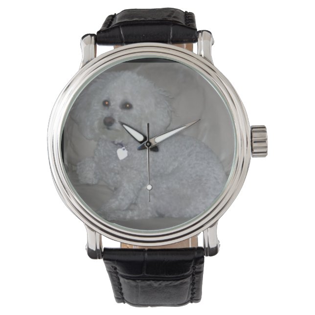 Mini White Pudel Wrist Watch Armbandsur (Framsida)