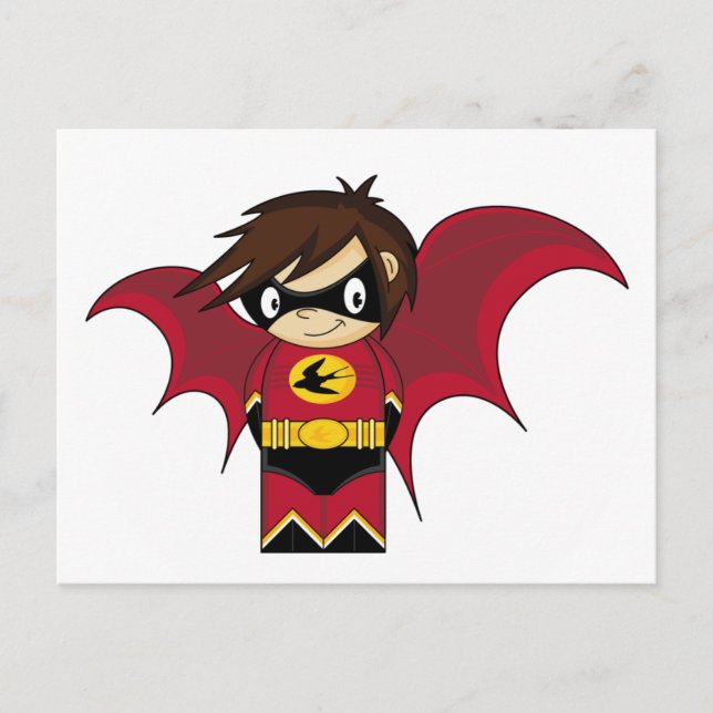 Mini Winged Toppen Hero Girl Vykort (Framsida)