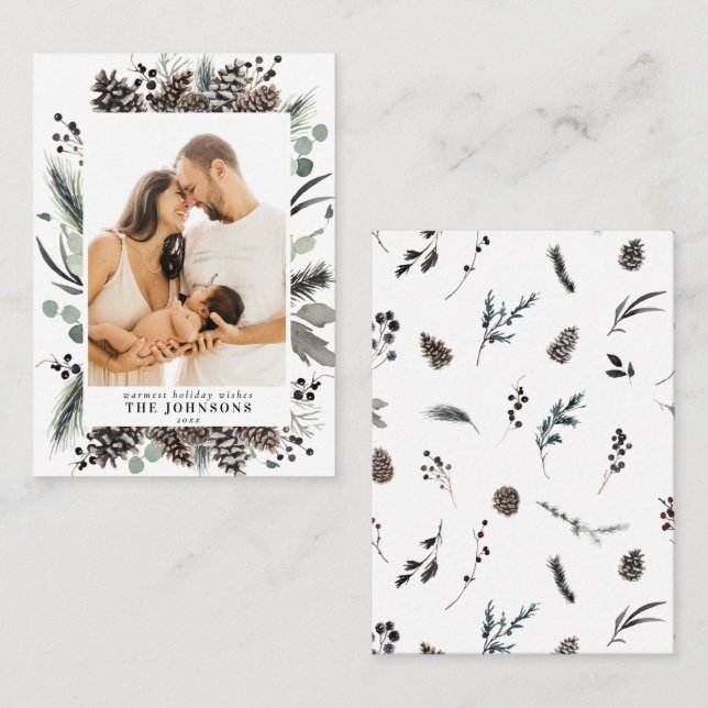 Mini Winter Gräs Berry-julfamiljen Foto Anteckningskort (Fram/baksida)