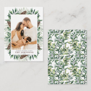 Mini Winter Gräs Cone Berry Photo jul-skript Anteckningskort