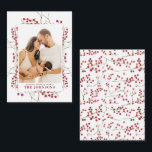 Mini Winter Red Berry Watercolor julfoto Anteckningskort<br><div class="desc">Vi presenterar vårt nya mini Winter Red Berry Watercolor-fotopatkort! Det här vackra 3, 5 x 2, 5-kortet har ditt favoritfoto (porträtt orientering) med lodrät, med vattenfärgsgrafik och ett vinterbär ram. Det är lätt att redigera personlig och all text fält kan redigeras efter kostym som du behöver. Det här helgdag är...</div>