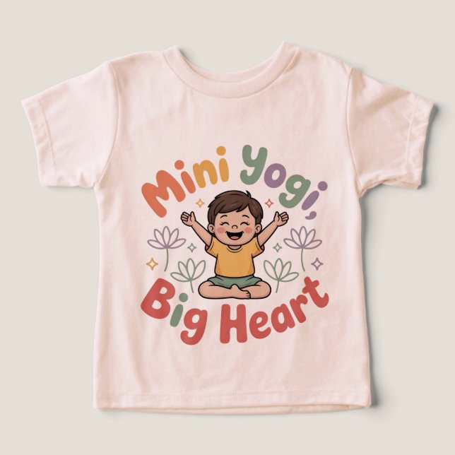 Mini yogi big heart active play kids tee (Design Framsida)